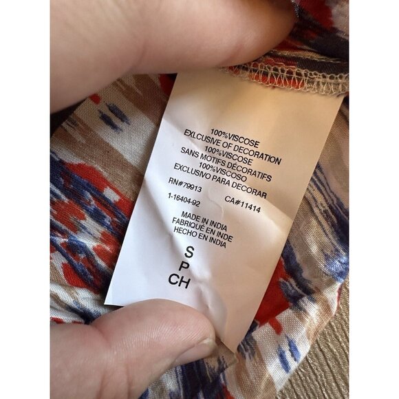 Beach Lunch Lounge A PEA IN THE POD‎ Orange White Blue Geometric Top Boho Smal - Picture 10 of 11